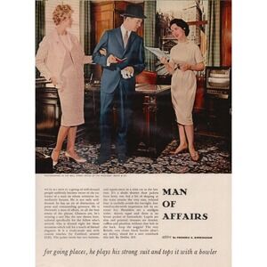 Mid Century Business Attire Wall Street Office Secretary Vintage Print Ad 1958